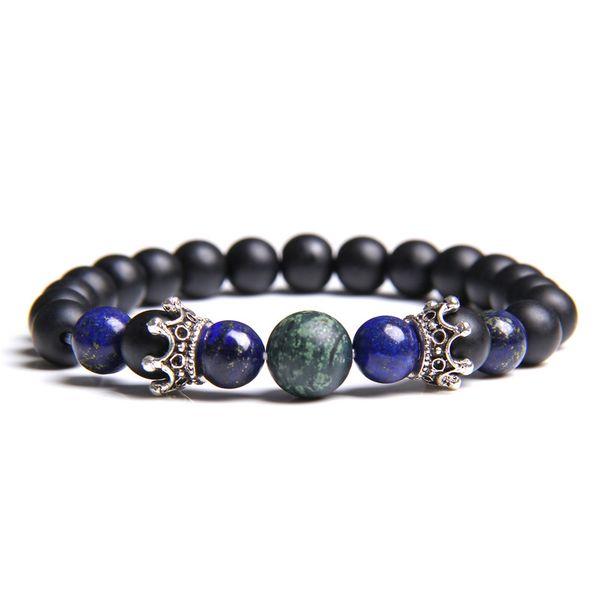 men fashion casual silver alloy royal crown bracelet for homme natural matte lapis lazuli bead bracelets women jewelry accessory, Black
men fashion casual silver alloy royal crown bracelet for homme natural matte lapis lazuli bead bracelets women jewelry accessory, Black