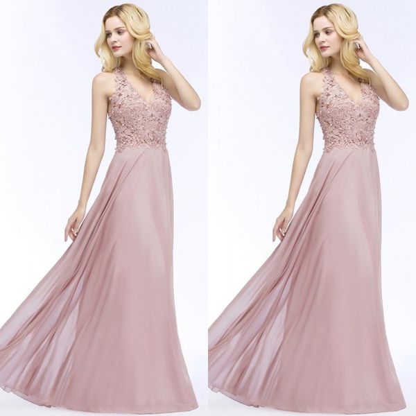 v neck pink lace chiffon long evening dresses 2020 elegant sleeveless prom gowns with pearls abendkleid robe de soiree cps912, Black;red
v neck pink lace chiffon long evening dresses 2020 elegant sleeveless prom gowns with pearls abendkleid robe de soiree cps912, Black;red