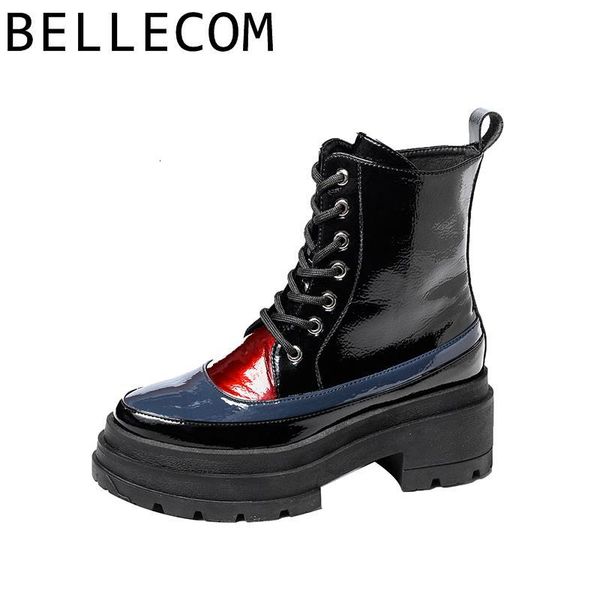 bellecom2019 leather boots woman england contrast and bright leather on the bottom of sponge cake high help shoe, Black
bellecom2019 leather boots woman england contrast and bright leather on the bottom of sponge cake high help shoe, Black