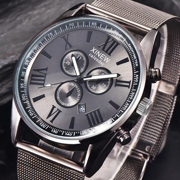 fashion designer brand xinew original full steel strap black watches men big face casual quartz watch calendar reloj hombre lujo, Slivery;brown
fashion designer brand xinew original full steel strap black watches men big face casual quartz watch calendar reloj hombre lujo, Slivery;brown