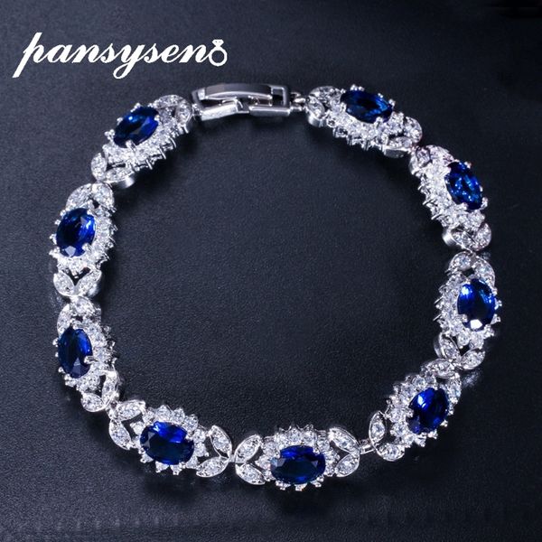 pansysen dark blue sapphire women's bracelets with cubic zirconia diamond stone 925 sterling silver wedding party fine jewelry cx200623, Black
pansysen dark blue sapphire women's bracelets with cubic zirconia diamond stone 925 sterling silver wedding party fine jewelry cx200623, Black