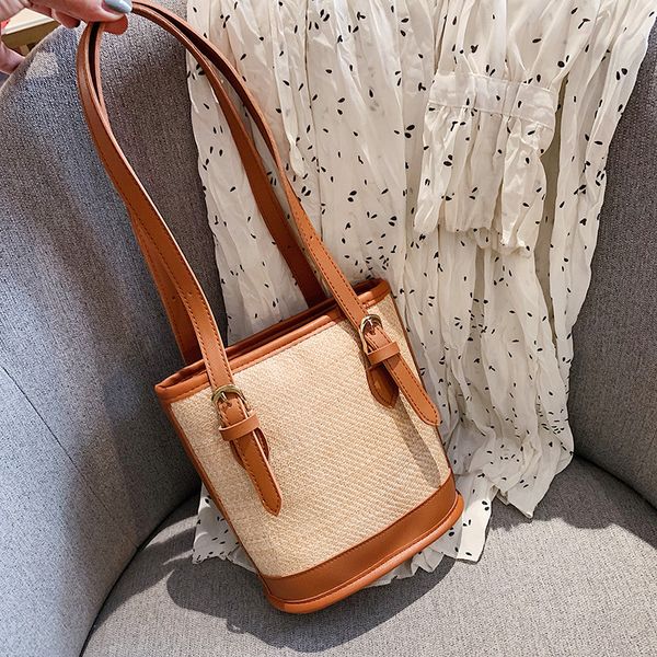 simple contrasting color shoulder bag casual fashion messenger bag handbag bucket