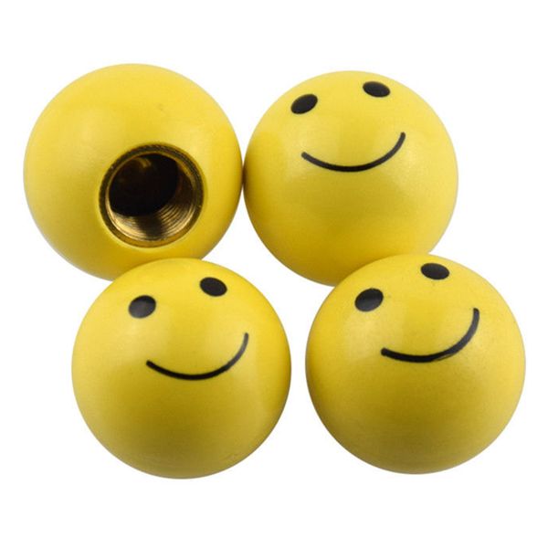 

4x car yellow smile face ball wheel tyre valve stem air dust cap for /cube