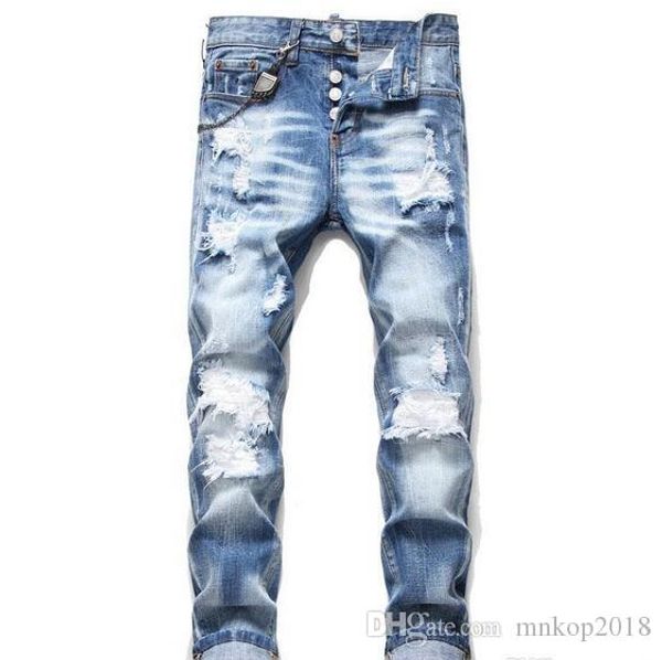 новые мужские проблемные рваные синие узкие джинсы модный дизайнер slim fit промытые мотоциклетные джинсовые брюки обшитые панелями хип хоп, Blue
новые мужские проблемные рваные синие узкие джинсы модный дизайнер slim fit промытые мотоциклетные джинсовые брюки обшитые панелями хип хоп, Blue
