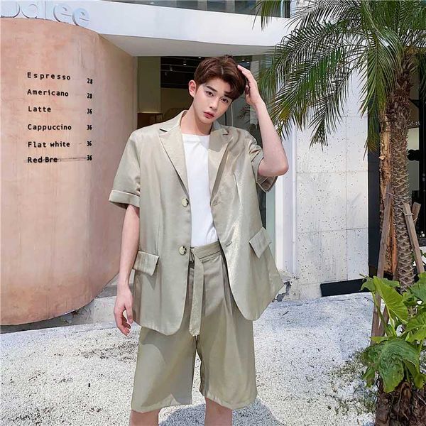 male casual retro fashion thin suit blazers jacket men summer 2 pieces suits sets shiny short sleeve jacket shorts, White;black
male casual retro fashion thin suit blazers jacket men summer 2 pieces suits sets shiny short sleeve jacket shorts, White;black