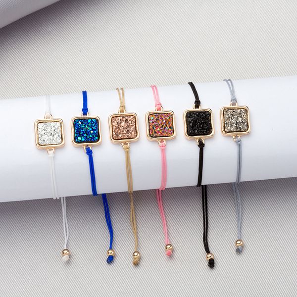sparkling bracelet multi colors square druzy crystal bracelets adjustable rope bracelets women jewelry, Golden;silver
sparkling bracelet multi colors square druzy crystal bracelets adjustable rope bracelets women jewelry, Golden;silver