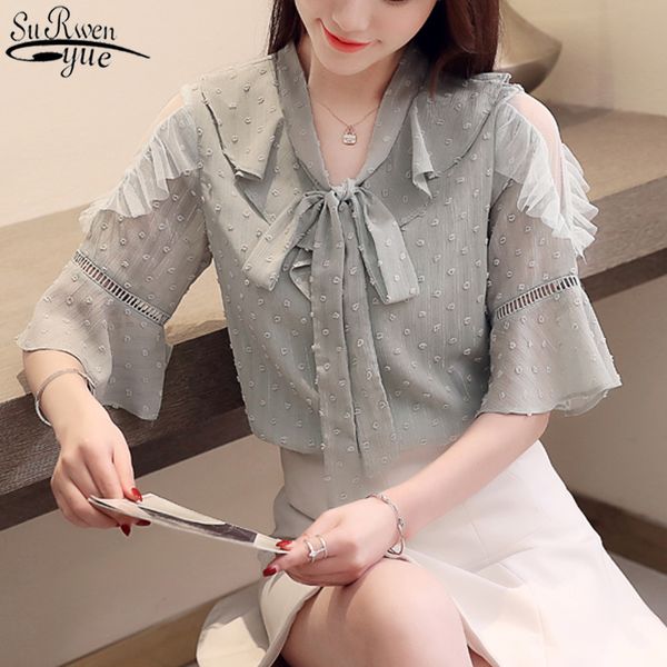 off-shoulder solid women blouse fashion woman shirt sweet chiffon blouse flare sleeve bow office lady clothing 10298, White
off-shoulder solid women blouse fashion woman shirt sweet chiffon blouse flare sleeve bow office lady clothing 10298, White