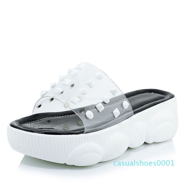 jk summer 2019 studded casual slippers women open toe footwear transparent pvc platform shoes slides girl mules shoes woman c01, Black
jk summer 2019 studded casual slippers women open toe footwear transparent pvc platform shoes slides girl mules shoes woman c01, Black