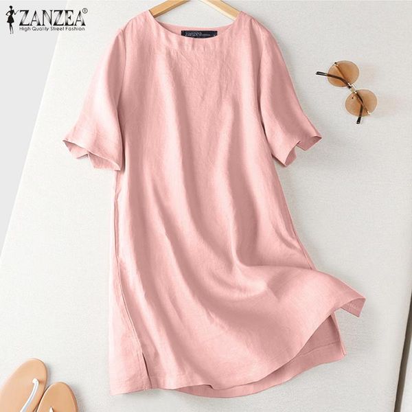 zanzea 2020 fashion cotton long women's summer blouse casual short sleeve blusas female o neck tunic oversized solid top, White
zanzea 2020 fashion cotton long women's summer blouse casual short sleeve blusas female o neck tunic oversized solid top, White