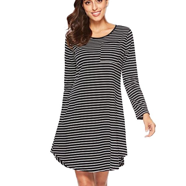 womail fashion women dress long sleeve o neck striped casual evening party stylish and comfortable dress m301217, Black;gray
womail fashion women dress long sleeve o neck striped casual evening party stylish and comfortable dress m301217, Black;gray