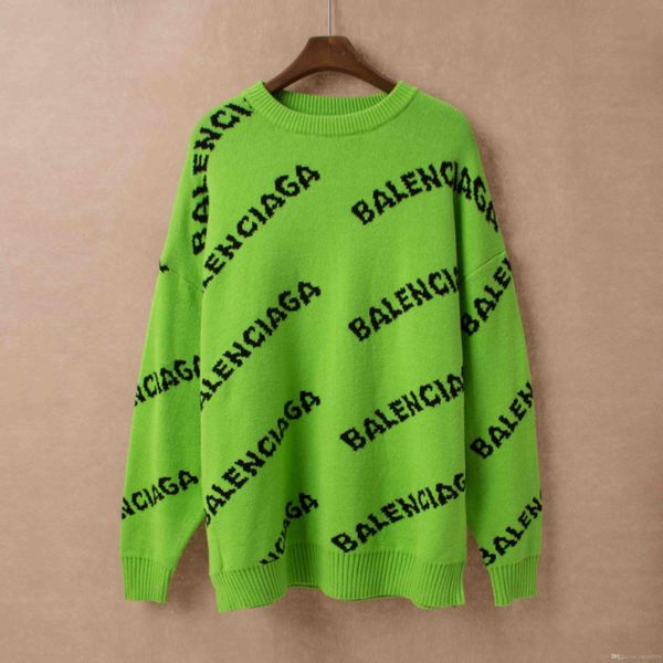 

paris men's and women's 19 new letter jacquard round-neck sweater green indigo brown s  l xl xxl ##887, White;black