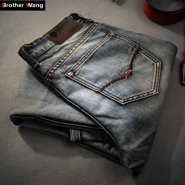 brother wang brand men's clothing 2020 new men 's jeans fashion retro slim small straight jeans for men casual trousers, Blue
brother wang brand men's clothing 2020 new men 's jeans fashion retro slim small straight jeans for men casual trousers, Blue
