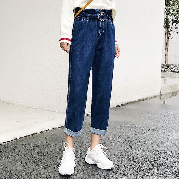 baggy boyfriend jeans for women high waisted straight leg jeans woman ankle with sashes belt juniors student denim pants, Blue
baggy boyfriend jeans for women high waisted straight leg jeans woman ankle with sashes belt juniors student denim pants, Blue