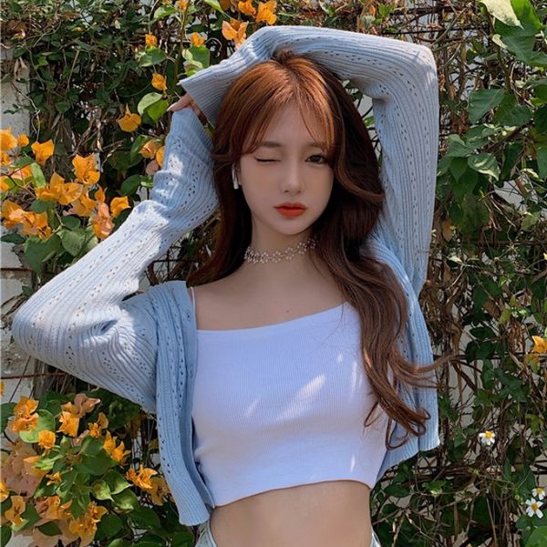 женщины dressises 2020 летний новый вязаный кардиган для похудения рубашка чистый красный внутри трусиков мода two-piece set женская мода, Black;white 
женщины dressises 2020 летний новый вязаный кардиган для похудения рубашка чистый красный внутри трусиков мода two-piece set женская мода, Black;white