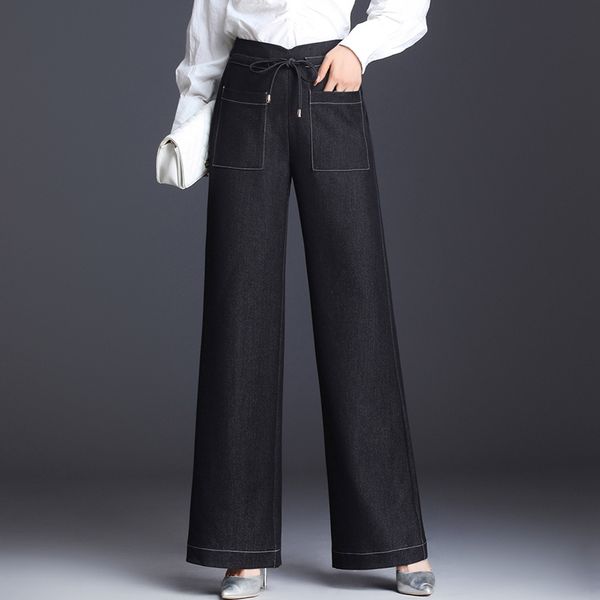 2019 autumn new tencel women's jeans high waist black large size drawstring wide leg jeans women breathable blue trousers
2019 autumn new tencel women's jeans high waist black large size drawstring wide leg jeans women breathable blue trousers