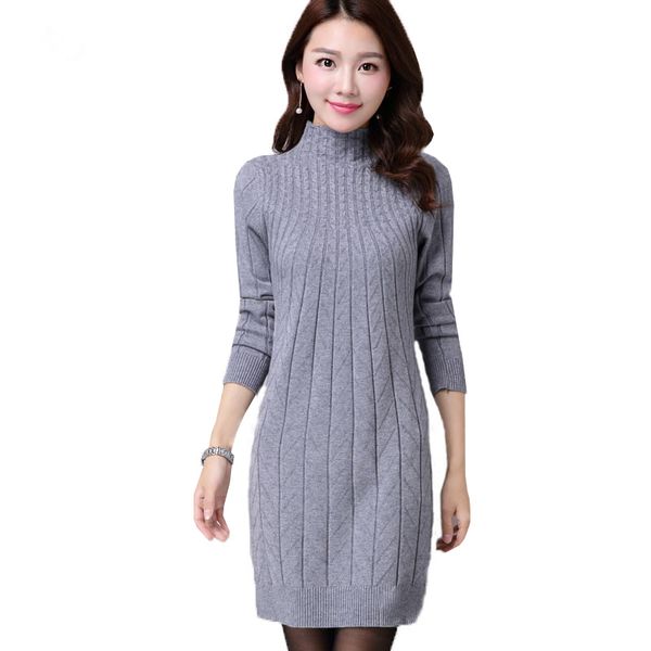 new autumn winter women sweater dresses long sleeve thick warm knitted dress slim turtleneck dresses dresses as party ab022, Black;gray
new autumn winter women sweater dresses long sleeve thick warm knitted dress slim turtleneck dresses dresses as party ab022, Black;gray