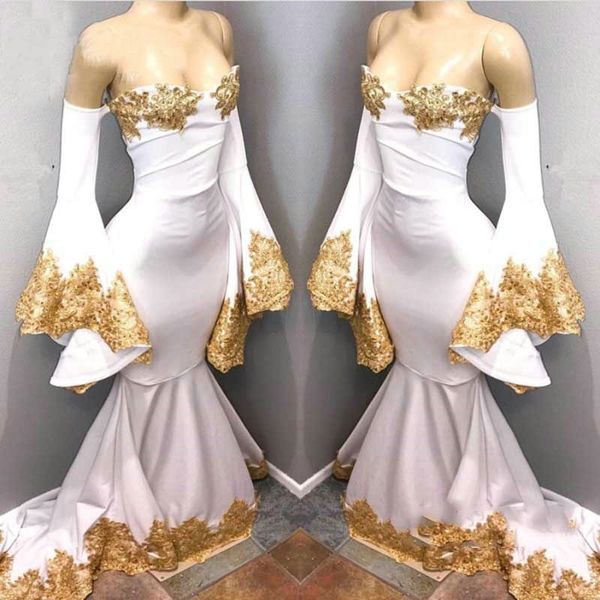 fantastic white and gold applique mermaid prom evening dresses off shoulder long sleeves real p formal pageant dress for black girls
fantastic white and gold applique mermaid prom evening dresses off shoulder long sleeves real p formal pageant dress for black girls