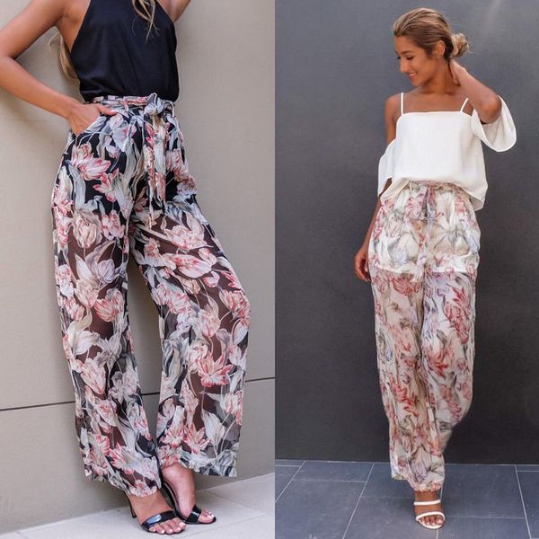 women casual chiffon print harem pants comfy elastic high waist full length trousers, Black;white
women casual chiffon print harem pants comfy elastic high waist full length trousers, Black;white