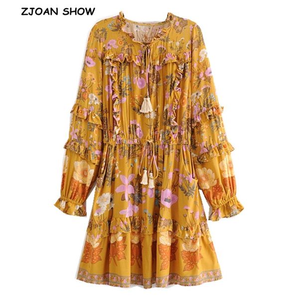 2020 women tassel lacing up bow o neck floral print boho dress spliced wood ear ruffles lantern long sleeve mini short dresses, Black;gray
2020 women tassel lacing up bow o neck floral print boho dress spliced wood ear ruffles lantern long sleeve mini short dresses, Black;gray