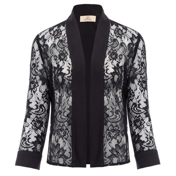 women's jackets lace cardigan patchwork bolero cropped see through summer casual 3/4 sleeve open front, Black;brown
women's jackets lace cardigan patchwork bolero cropped see through summer casual 3/4 sleeve open front, Black;brown