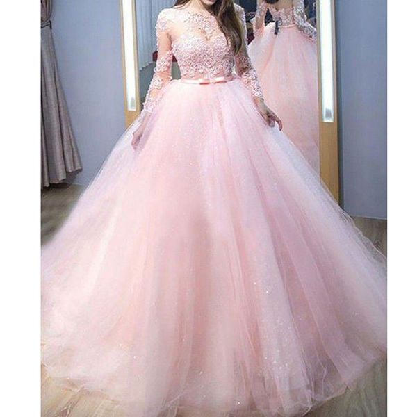 pink sheer neck princess girls prom dresses floral lace long sleeve evening dresses custom made vestido party formal gowns, Black
pink sheer neck princess girls prom dresses floral lace long sleeve evening dresses custom made vestido party formal gowns, Black