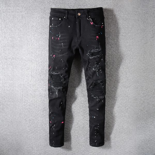 2019 mens designer jeans spring black ripped distressed holes design jean pencil pants pockets hommes pantalones size 28-40, Blue
2019 mens designer jeans spring black ripped distressed holes design jean pencil pants pockets hommes pantalones size 28-40, Blue