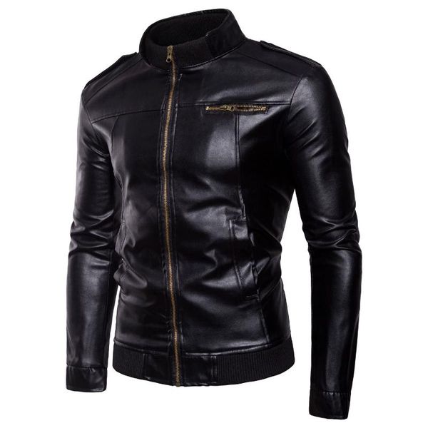 faux leather spring and autumn men european and american style long sleeve stand-up collar slim zipper pocket eather jacket men, Black
faux leather spring and autumn men european and american style long sleeve stand-up collar slim zipper pocket eather jacket men, Black