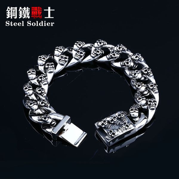 steel soldier punk biker rock heavy bracelet stainless steel good detail men chain charm male jewelry, Golden;silver
steel soldier punk biker rock heavy bracelet stainless steel good detail men chain charm male jewelry, Golden;silver