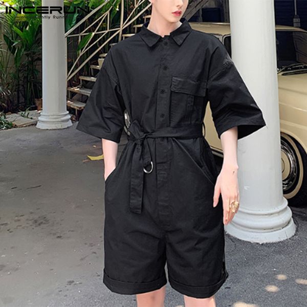 fashion men romper half sleeve baggy casual 2020 solid color trousers jumpsuit lapel streetwear men cargo overalls s-5xl incerun, Black
fashion men romper half sleeve baggy casual 2020 solid color trousers jumpsuit lapel streetwear men cargo overalls s-5xl incerun, Black