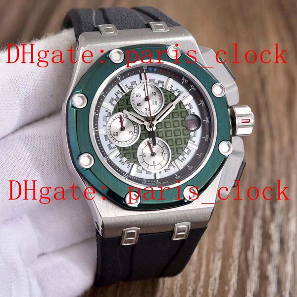 deluxe male 2813 core timing quartz black rubber watchband. 48mm316 refined steel + mineral toughened glass green face men's watch, Slivery;brown 
deluxe male 2813 core timing quartz black rubber watchband. 48mm316 refined steel + mineral toughened glass green face men's watch, Slivery;brown