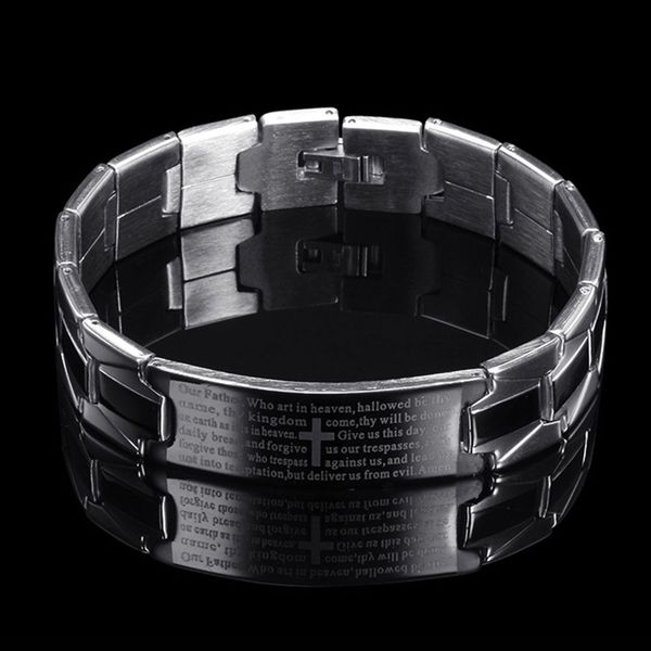 men cross stainless exquisite scripture gift jewelry wristband, White
