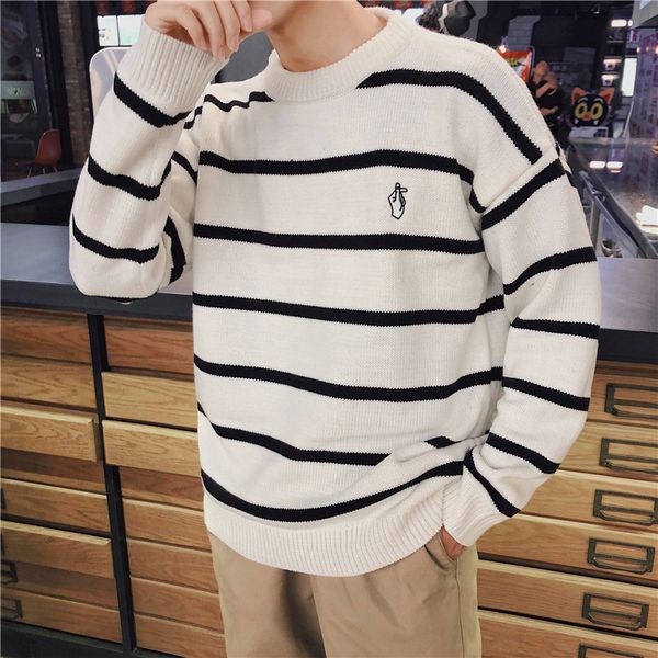 autumn and winter new hanguofeng sweater couples simple pullover striped sweater korean version of the tide men and women, White;black
autumn and winter new hanguofeng sweater couples simple pullover striped sweater korean version of the tide men and women, White;black