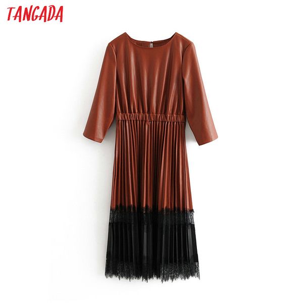 tangada women pu faux leather dress patchwork lace o neck retro elegant ladies brown pleated mid dress vestido 3h190, Black;gray
tangada women pu faux leather dress patchwork lace o neck retro elegant ladies brown pleated mid dress vestido 3h190, Black;gray