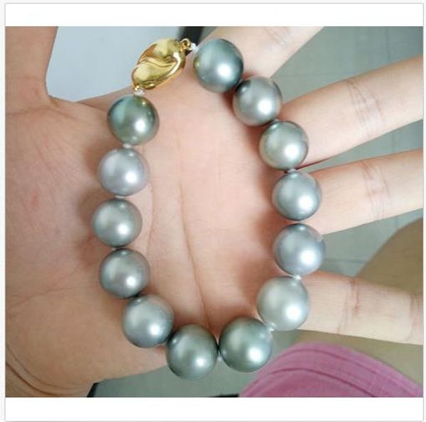 single strands 11-12mm south sea silver gray pearl bracelet 7.5-8inch, Black
single strands 11-12mm south sea silver gray pearl bracelet 7.5-8inch, Black