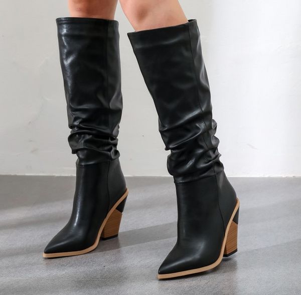 pxelena western cowboy knee high boots women strange high heels vintage punk gothic rock riding pleated long boots shoes female, Black
pxelena western cowboy knee high boots women strange high heels vintage punk gothic rock riding pleated long boots shoes female, Black