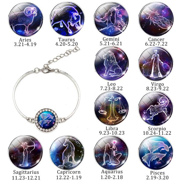 12 constellation bracelet pendant zodiac glass convex punk jewelry silver white crystal inlaid bracelet woman man gift
12 constellation bracelet pendant zodiac glass convex punk jewelry silver white crystal inlaid bracelet woman man gift