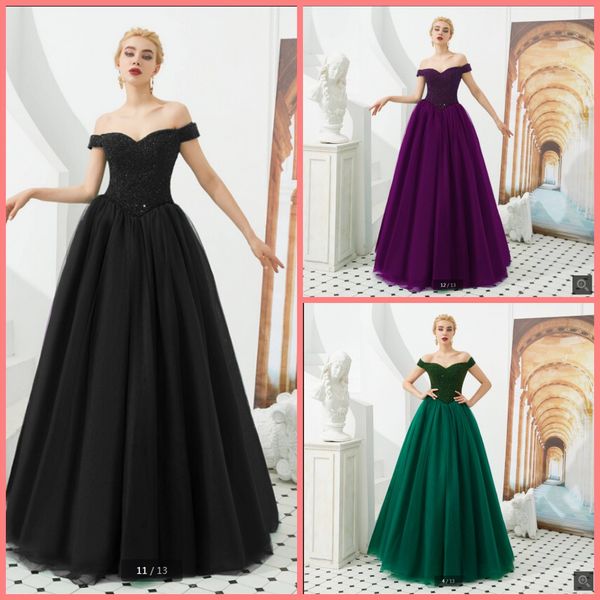 2020 real picture a line heavily beading sequins prom dress off the shoulder v neck corset gorgeous prom gowns party dress, Black
2020 real picture a line heavily beading sequins prom dress off the shoulder v neck corset gorgeous prom gowns party dress, Black