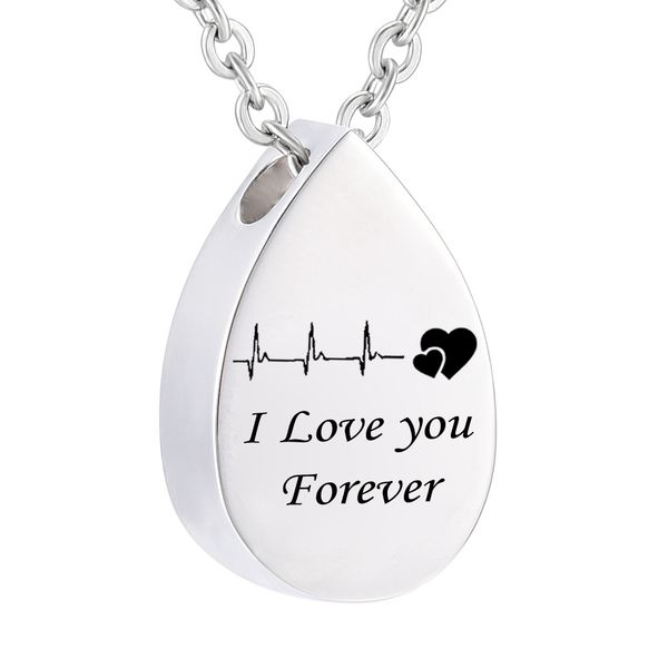 cremation jewelry electrocardiogram urn necklace for ashes i love you forever teardrop memorial pendant for women, Silver
cremation jewelry electrocardiogram urn necklace for ashes i love you forever teardrop memorial pendant for women, Silver