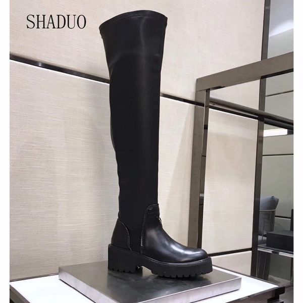 2018 women genuine leather metal zipper design high heel elastic boots 4.5cm, Black
2018 women genuine leather metal zipper design high heel elastic boots 4.5cm, Black