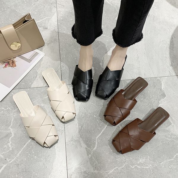 cover toe square heel slippers casual female shoes slides low soft block 2020 summer flat rome hoof heels rubber pu, Black
cover toe square heel slippers casual female shoes slides low soft block 2020 summer flat rome hoof heels rubber pu, Black