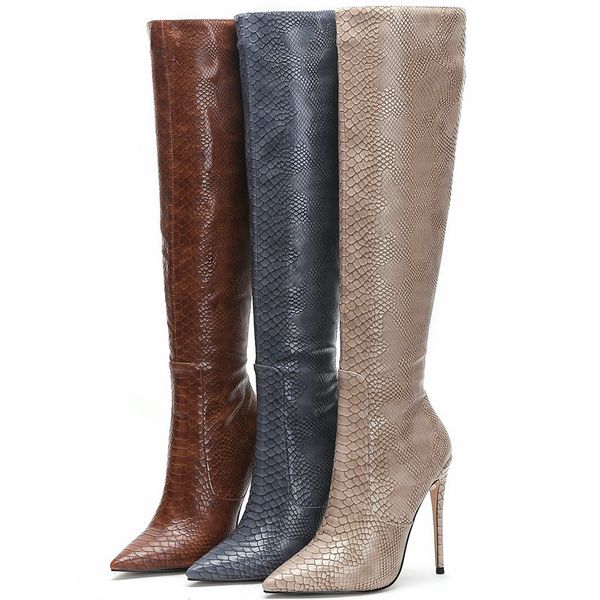 gray apricot brown faux leather women knee high boots pointed toe boots women long super high heel zipper, Black
gray apricot brown faux leather women knee high boots pointed toe boots women long super high heel zipper, Black
