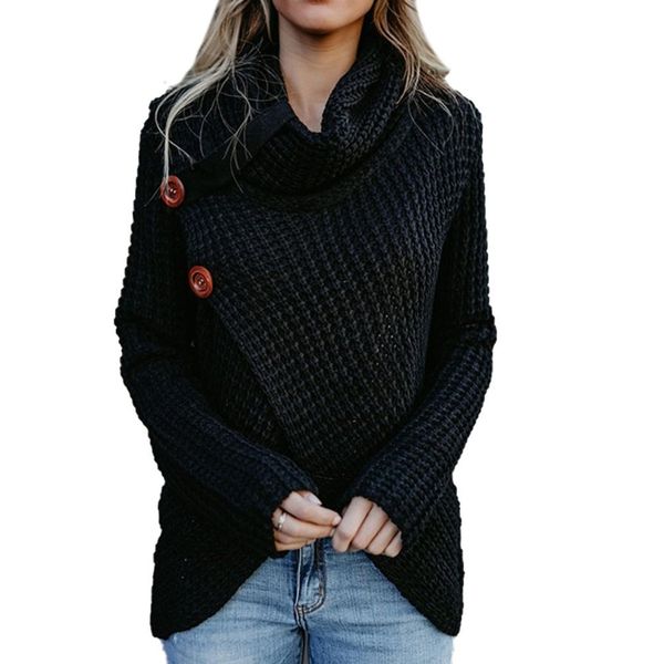 2019 autumn winter women's fashion knit sweater buttons loose pullovers coat warm high collar irregular sweater plus size, White;black
2019 autumn winter women's fashion knit sweater buttons loose pullovers coat warm high collar irregular sweater plus size, White;black