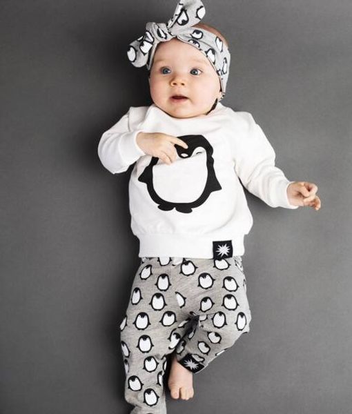 newborn infant baby clothes outfits 2019 fashion long sleeve penguin t-shirt+pants+headband 3pcs baby boys girls clothes sets, White
newborn infant baby clothes outfits 2019 fashion long sleeve penguin t-shirt+pants+headband 3pcs baby boys girls clothes sets, White