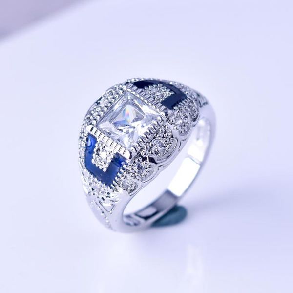 classic silver color square stone wedding engagement rings for women fine jewelry gift wholesale, Golden;silver 
classic silver color square stone wedding engagement rings for women fine jewelry gift wholesale, Golden;silver