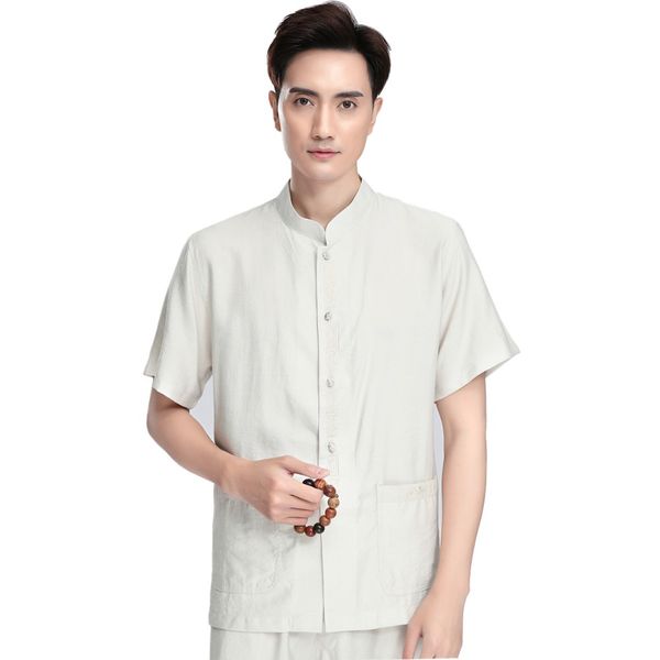 men's casual shirts shanghai story short sleeve blend linen chinese traditional clothing kungfu shirt for man men, White;black
men's casual shirts shanghai story short sleeve blend linen chinese traditional clothing kungfu shirt for man men, White;black