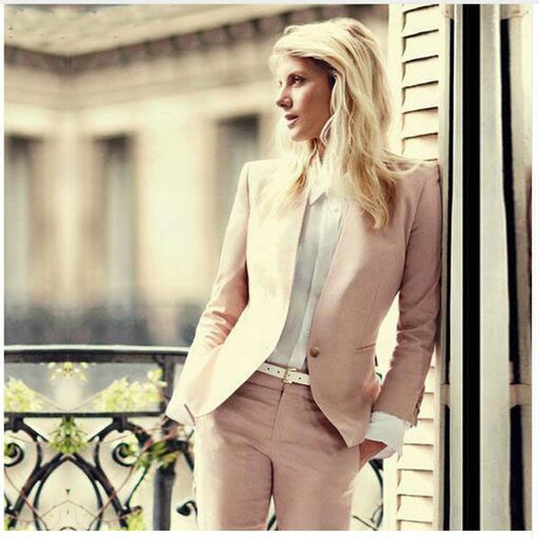 light pink 2019 fashion womens business suits 2 piece blazer set slim fit female office uniform ladies pant suits, White;black
light pink 2019 fashion womens business suits 2 piece blazer set slim fit female office uniform ladies pant suits, White;black