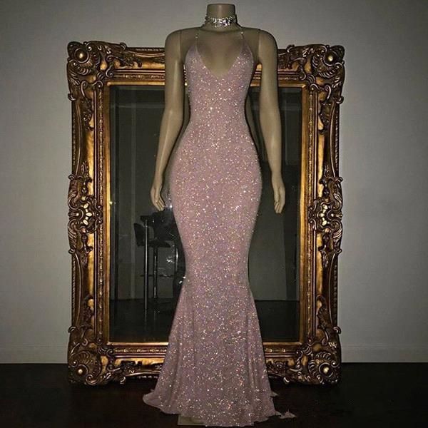 2020 stunning rose pink sequined prom dresses spaghetti straps mermaid sleeveless halter red evening gowns robes de soirée, Black;red
2020 stunning rose pink sequined prom dresses spaghetti straps mermaid sleeveless halter red evening gowns robes de soirée, Black;red