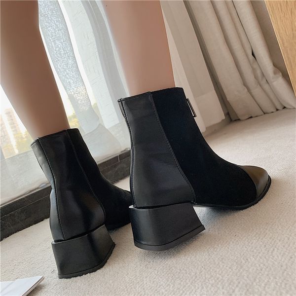 lace up shoes women's mid calf boots chunky heel luxury designer bootee woman 2019 zipper booties ladies fashion mid-calf rubber, Black
lace up shoes women's mid calf boots chunky heel luxury designer bootee woman 2019 zipper booties ladies fashion mid-calf rubber, Black