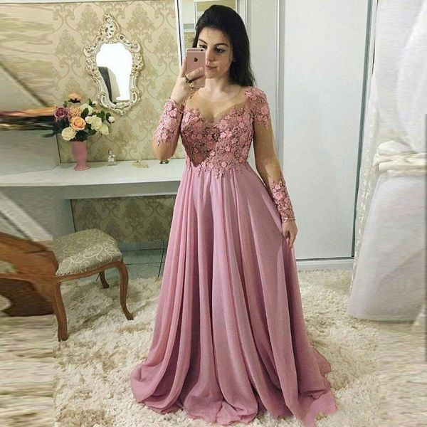 sheer long sleeves a-line prom dresses with 3d flowers adorned beaded women evning party gowns middle east special occasion party gowns, Black
sheer long sleeves a-line prom dresses with 3d flowers adorned beaded women evning party gowns middle east special occasion party gowns, Black