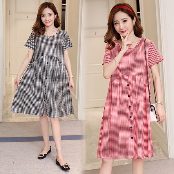 maternity wear summer new short-sleeved plaid casual dress korean version of the maternity dress korean fashion pregnancy skirt, White
maternity wear summer new short-sleeved plaid casual dress korean version of the maternity dress korean fashion pregnancy skirt, White
